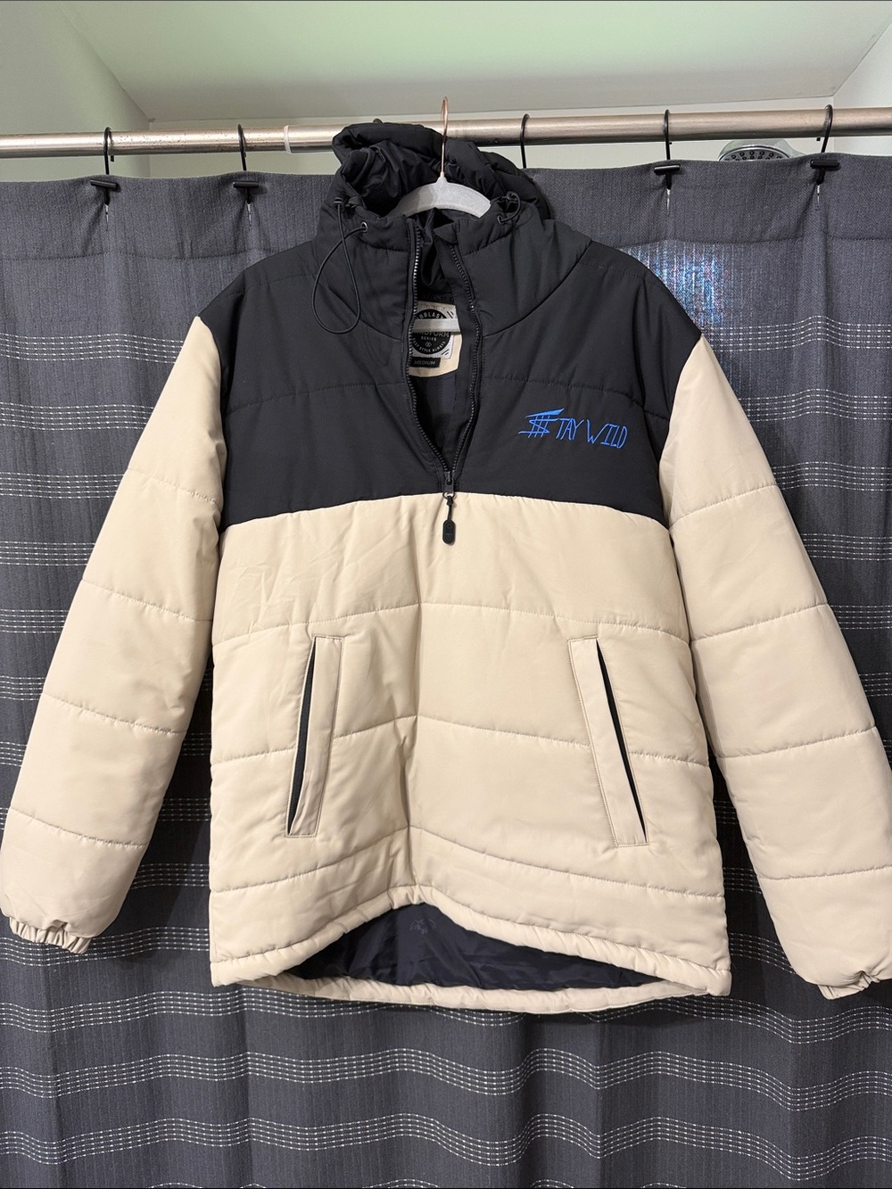 Ami Two-Tone Black and Cream Ski Puffer Jacket